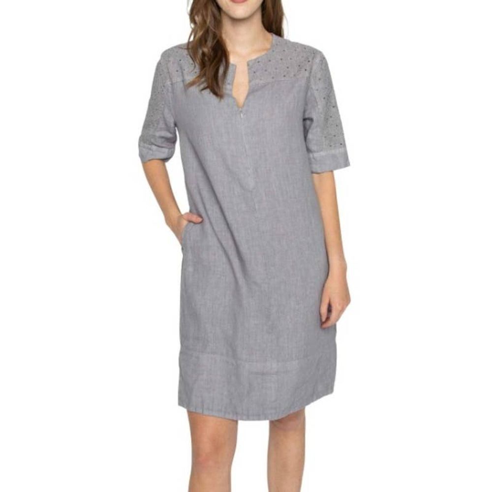 Haris Cotton Linen Grey Shift Dress Sz. XS